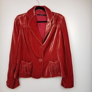 Cranberry Velvet Blazer Nic & Zoe Gathers L